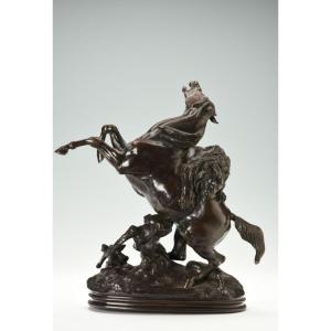 Antoine-Louis Barye (1796-1875)  -  Cheval Surpris Par Un Lion (seconde Version) 