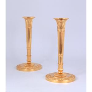 A Pair Of Empire Period Candlesticks By Claude Galle