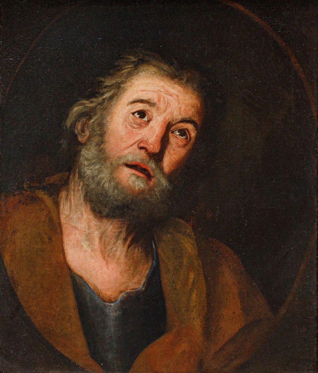 Francesco Fracanzano ( 1612 - 1656),  Visage De Saint-photo-2