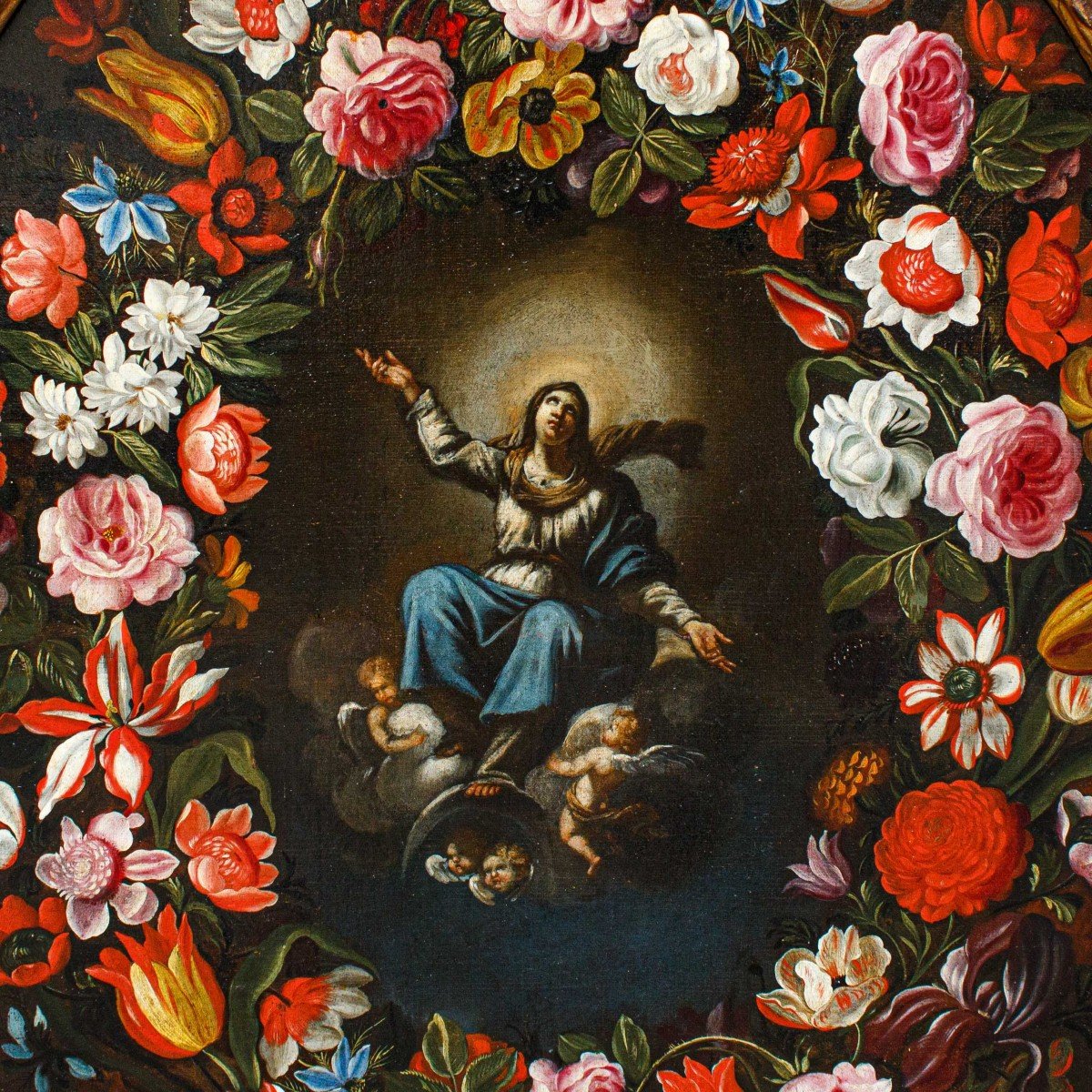 Giovanni Stanchi Et Girolamo Pesci, Vierge Immaculée Dans Une Guirlande Florale-photo-7