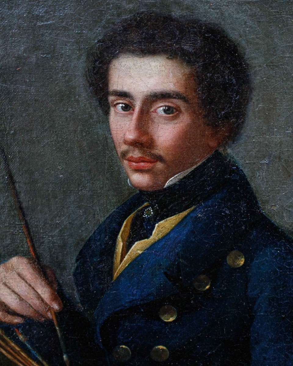 école Lombarde, Première Moitié Du XIXe Siècle, Autoportrait De Peintre-photo-1