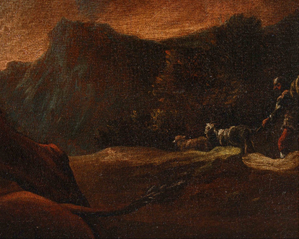 Giovanni Crivelli Dit Le Crivellino ( ? - 1760),  Lutte Entre Chiens Et Bison -photo-3