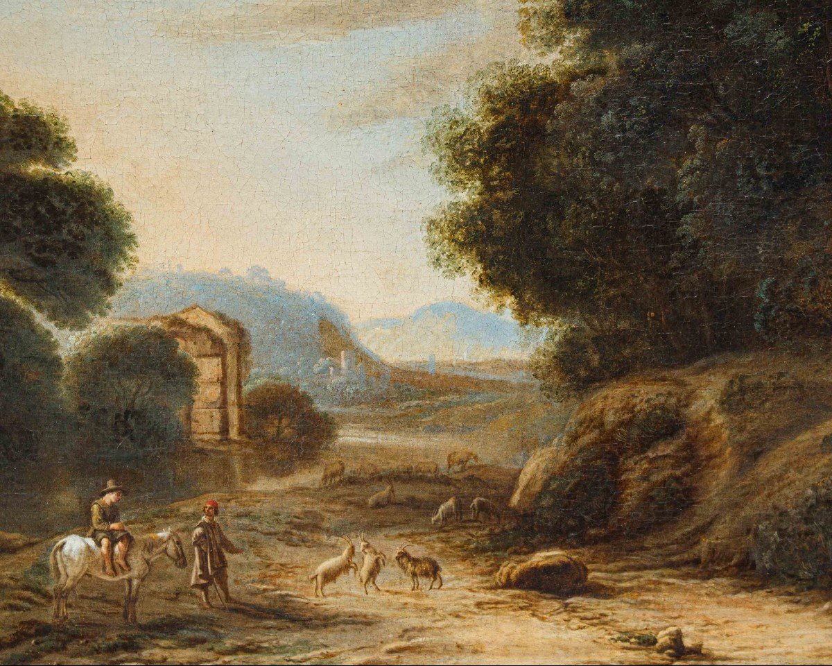 18th Century,  Landscape With Figures-photo-3