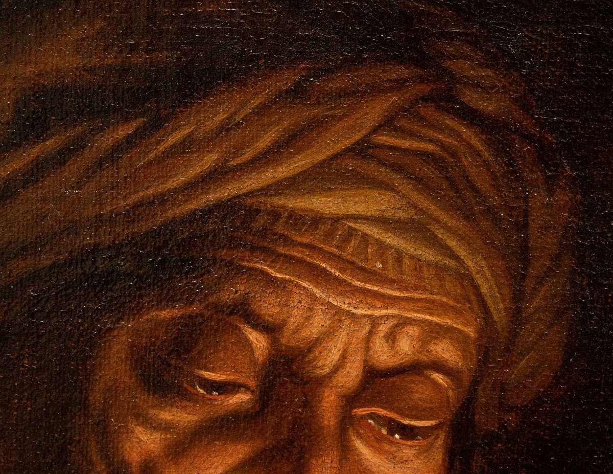 Matthias Stom (1600-after 1650), Attr. 17th Century, Old Woman With Candle-photo-3