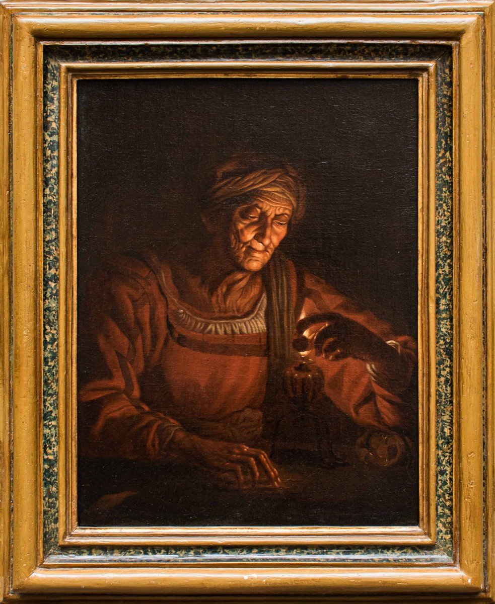 Matthias Stom (1600-after 1650), Attr. 17th Century, Old Woman With Candle