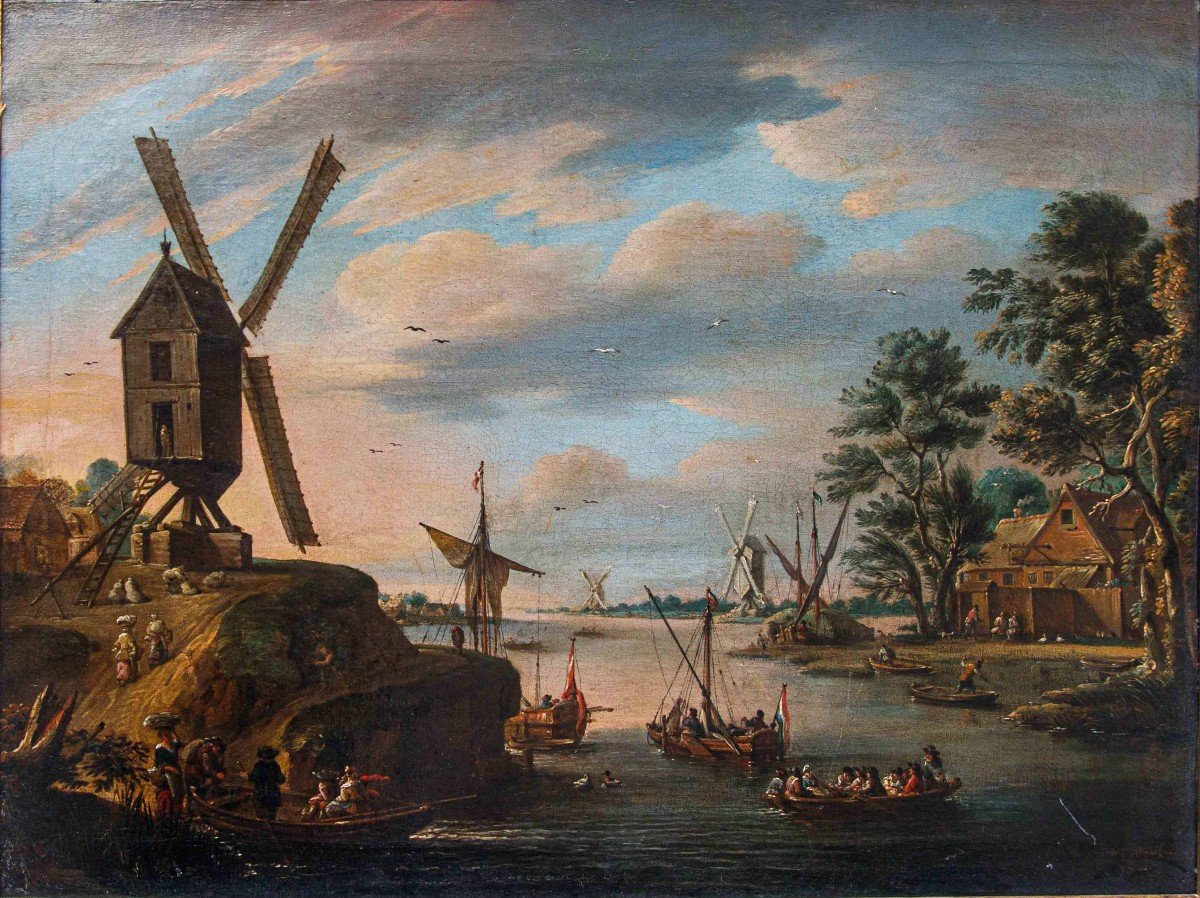 Pieter Balthazar Bouttats (1666 - 1756), Landscape With A Windmill-photo-2
