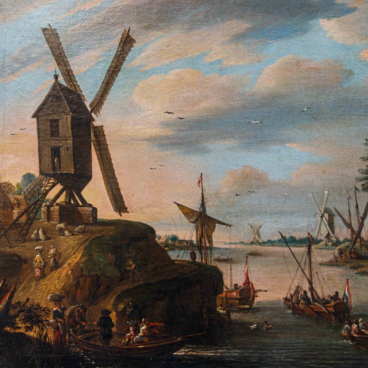 Pieter Balthazar Bouttats (1666 - 1756), Paysage Avec Moulin à Vent -photo-5