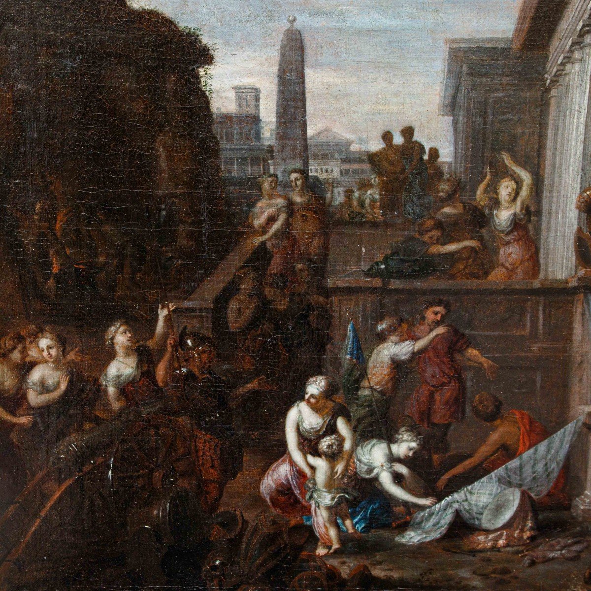 Jacob Van Hal, ( 1672 - 1750), Attr.  Whim With Historical Scene-photo-3