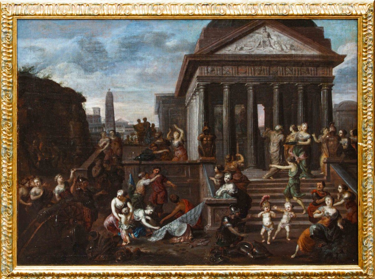 Jacob Van Hal, ( 1672 - 1750), Attr.  Whim With Historical Scene