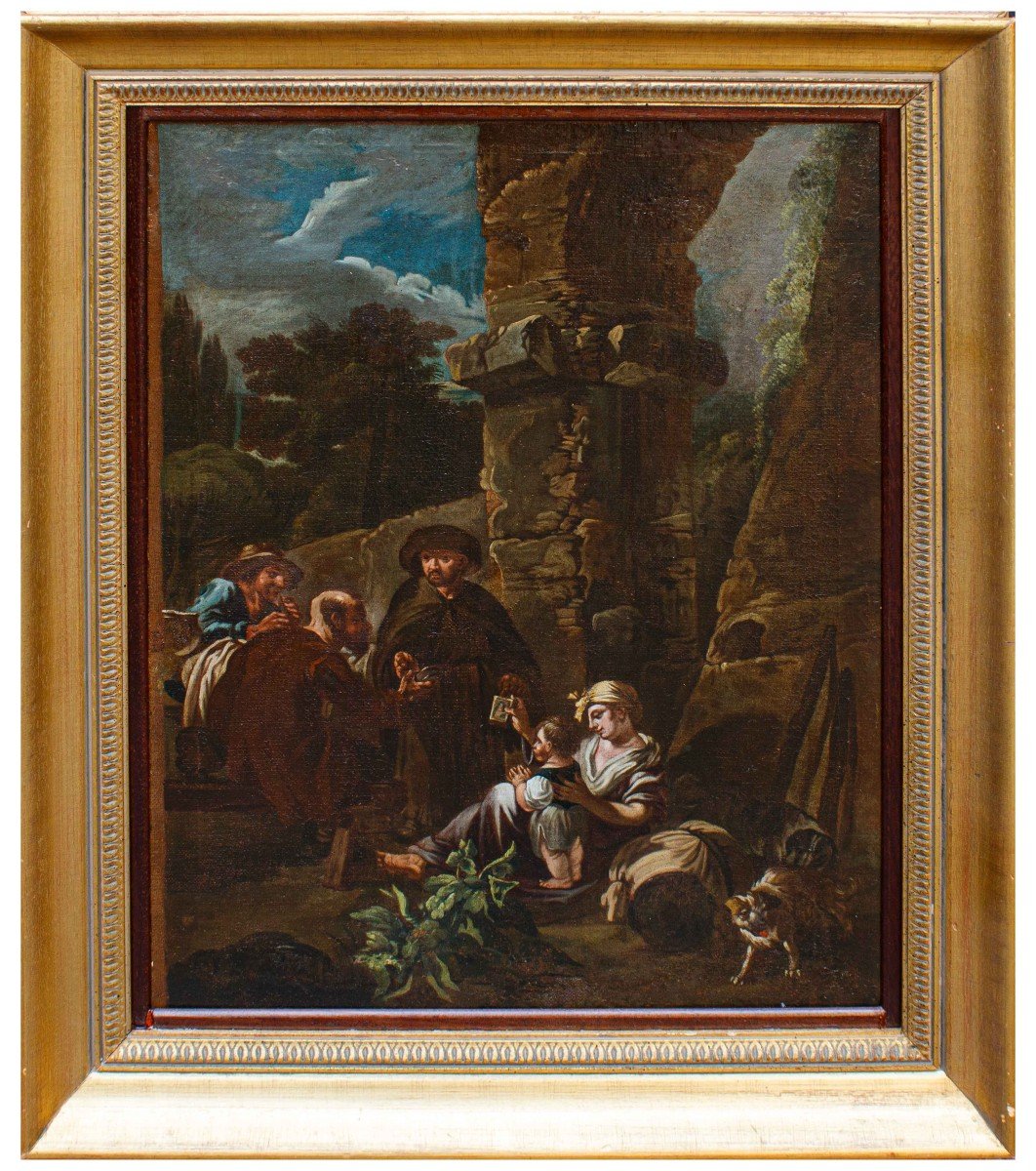 Cadre De Pieter Van Laer, XVIIe Siècle, Aumône  