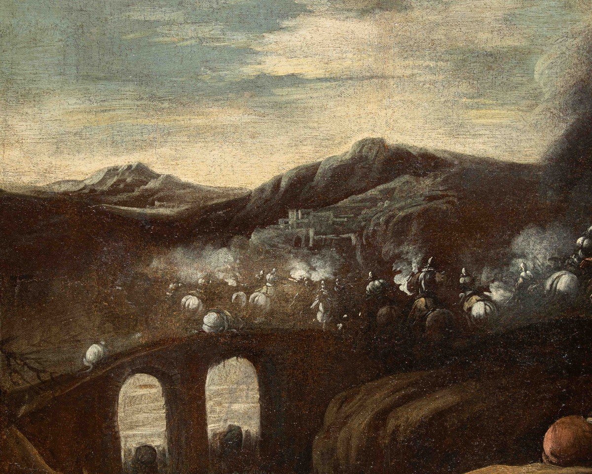 Ciriaco Parmigiani (1641-1704), Paire de combats de cavalerie  -photo-3