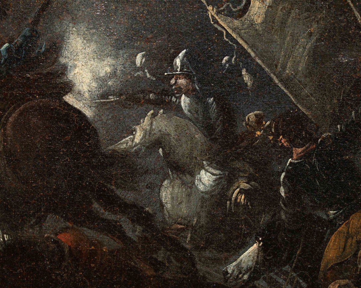 Ciriaco Parmigiani (1641-1704), Paire de combats de cavalerie  -photo-5