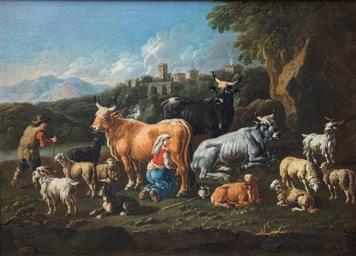 Jacob Roos Called "rosa Da Napoli" (1682 - 1730),  Pastoral Scene  -photo-2