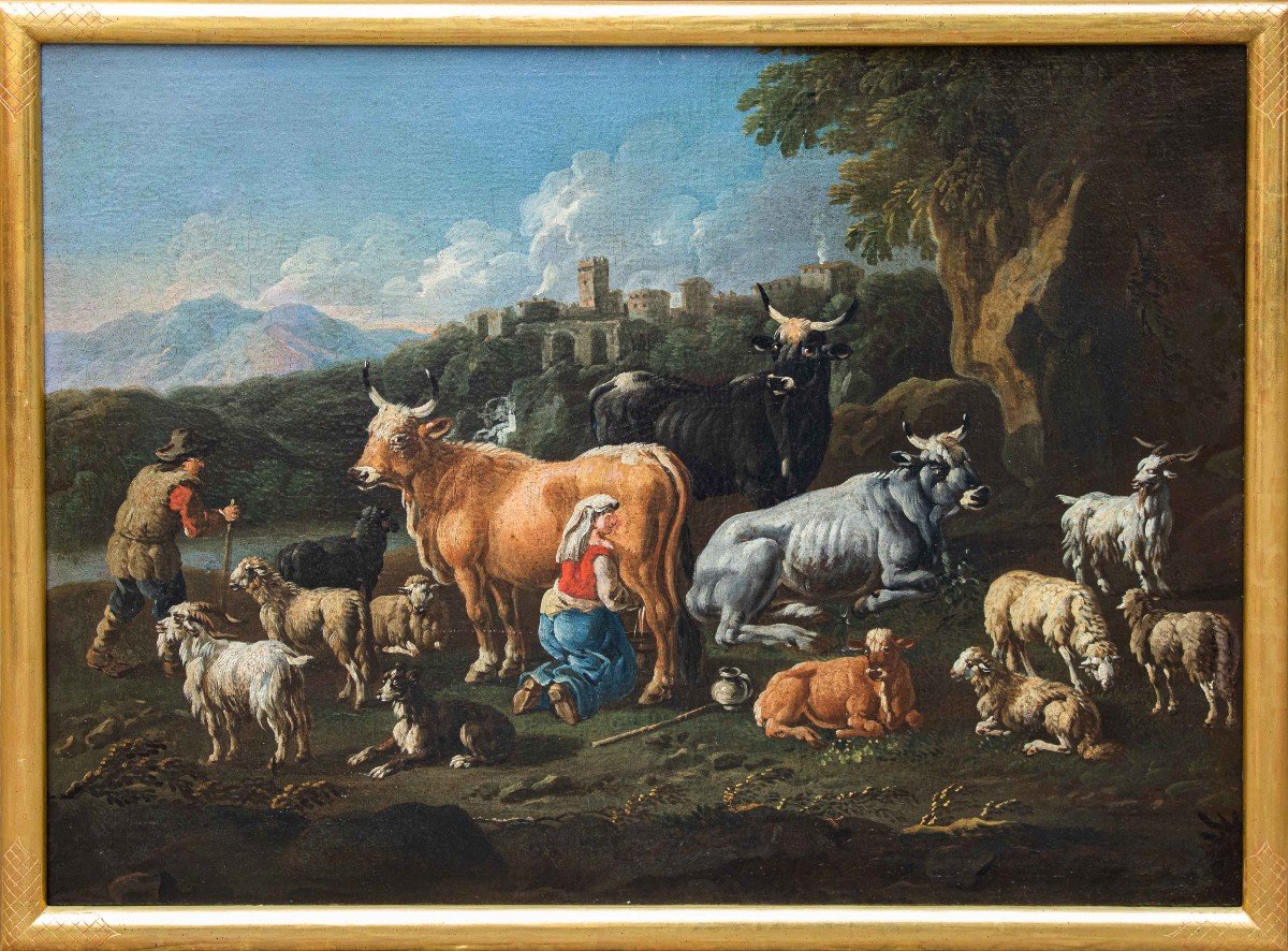 Jacob Roos Called "rosa Da Napoli" (1682 - 1730),  Pastoral Scene  