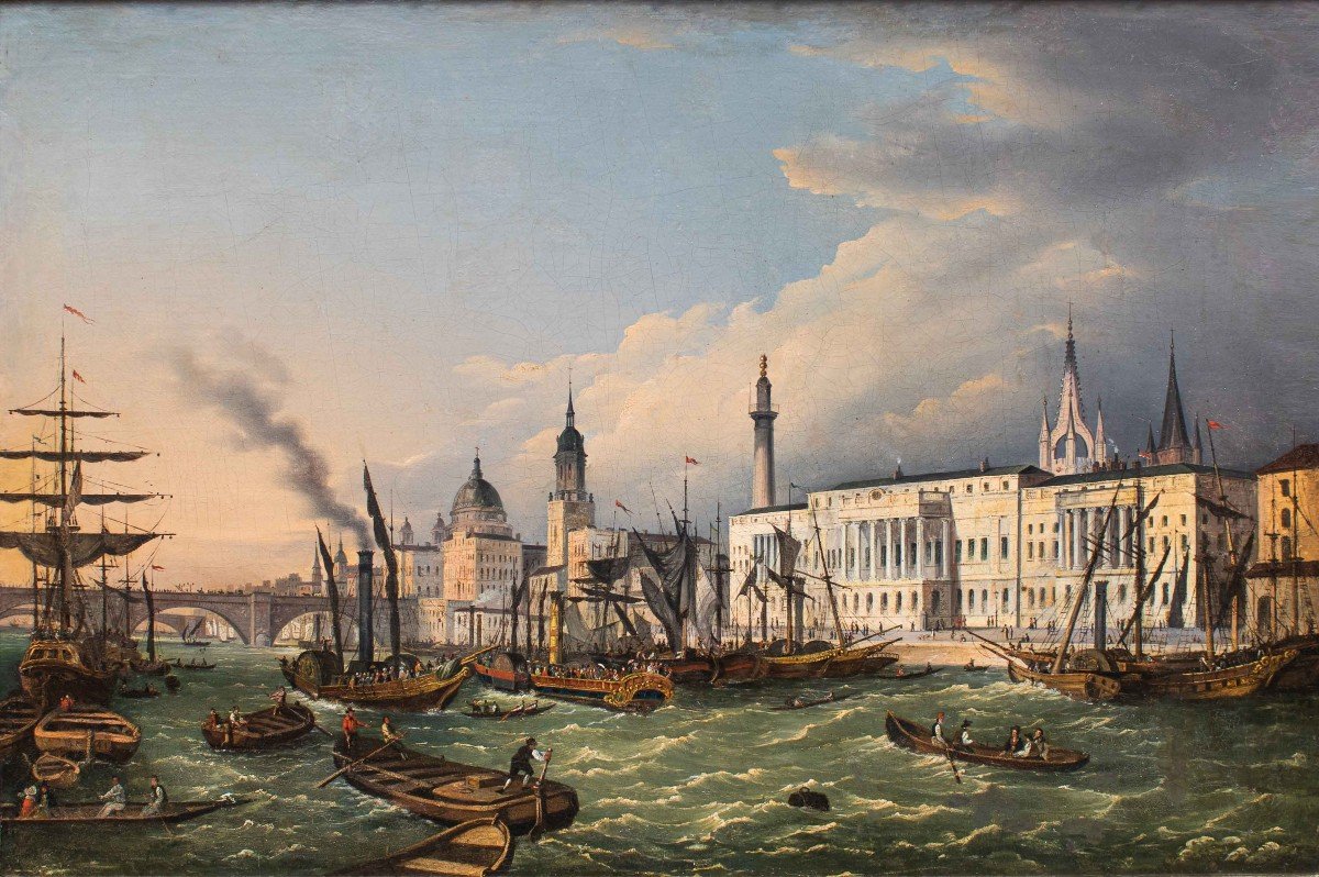 Italian School, Dated 1841, View Of London From The River Thames  -photo-2