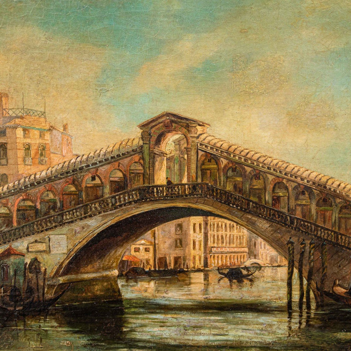 Giovanni Bonomi (xixe Siècle), Vue Avec Le Pont Du Rialto-photo-4