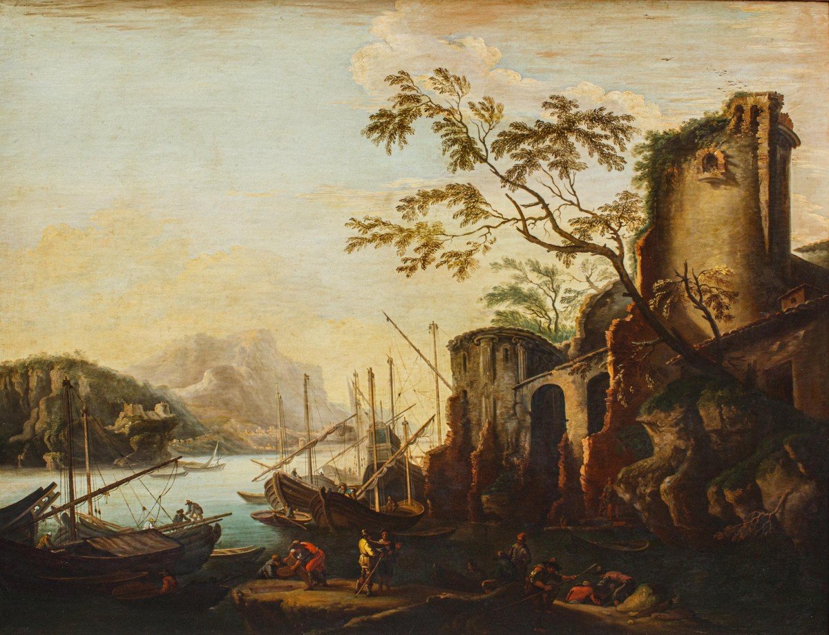 By Salvator Rosa, School Of The Late Seventeenth Century,marina With Fishermen-photo-2