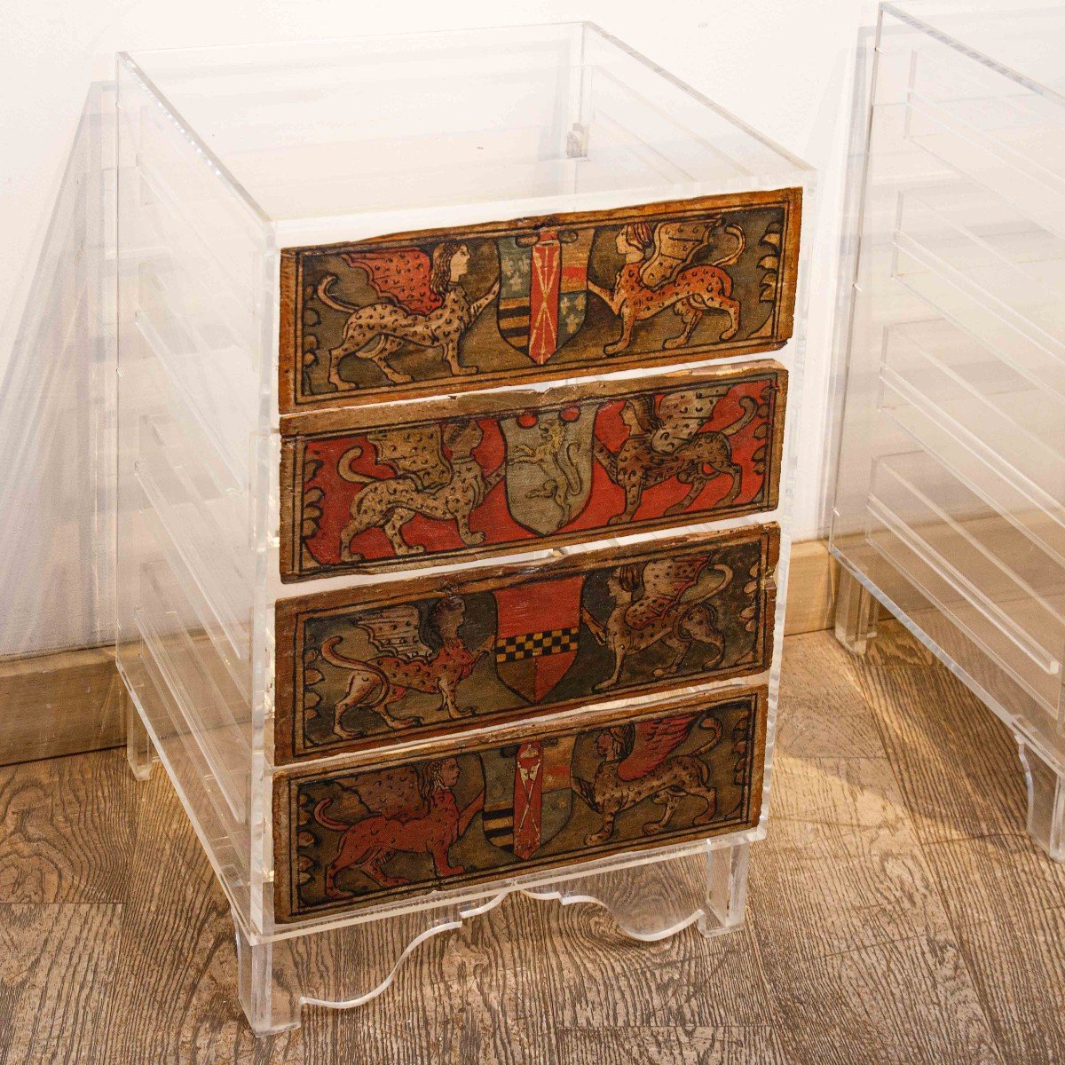 Northern Italy, 15th Century, Bedside Tables With Tiles With Coats Of Arms-photo-3