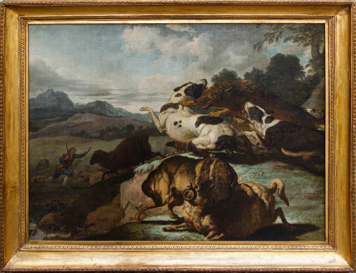 Carl Borromäus Andreas Ruthart, Fight Between Wolves, Dogs And Sheep