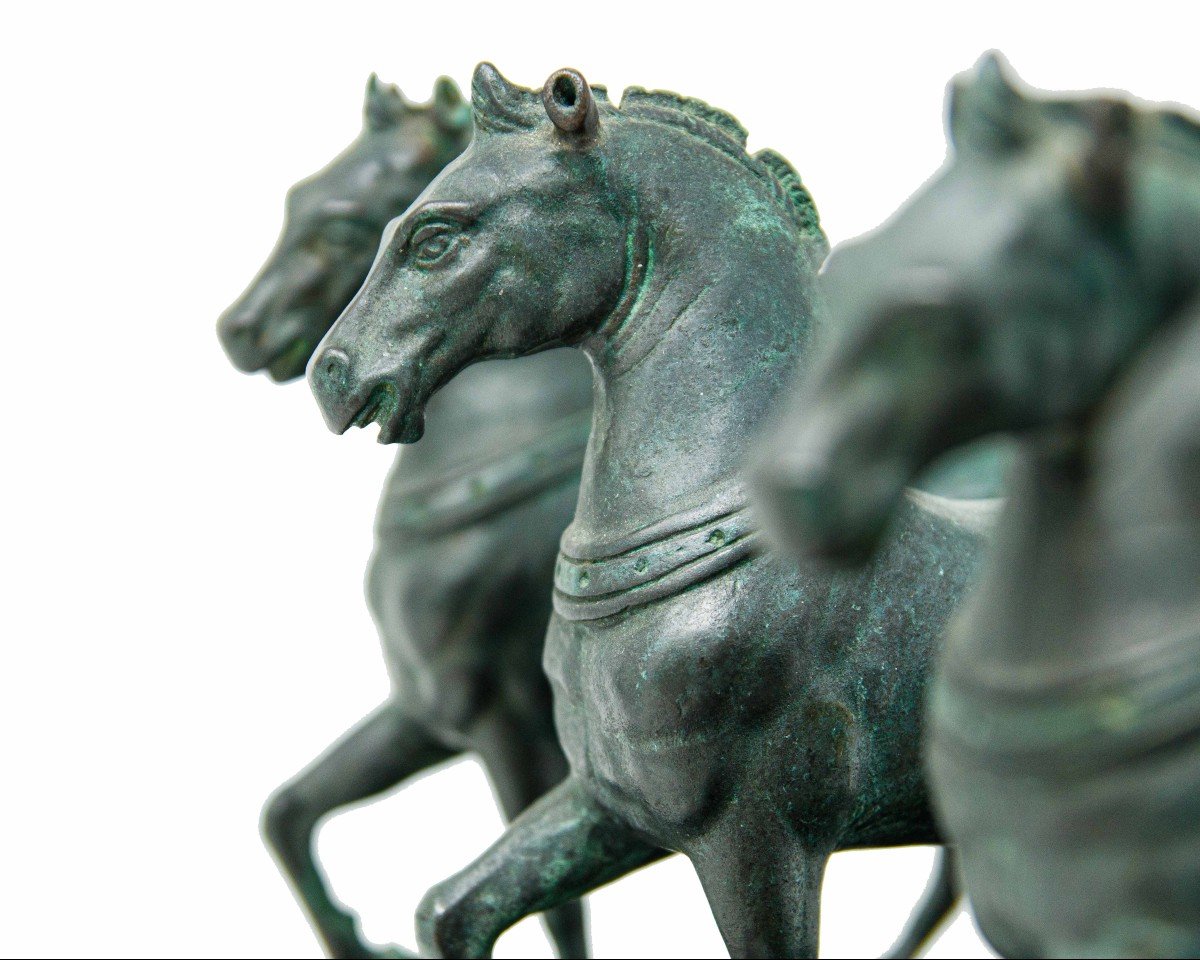 Bronze, 19éme Siècle,  Quadriga Avec Les Chevaux De Saint-marc-photo-6