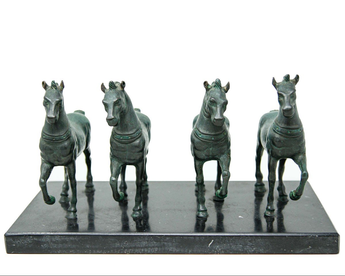 Bronze, 19éme Siècle,  Quadriga Avec Les Chevaux De Saint-marc