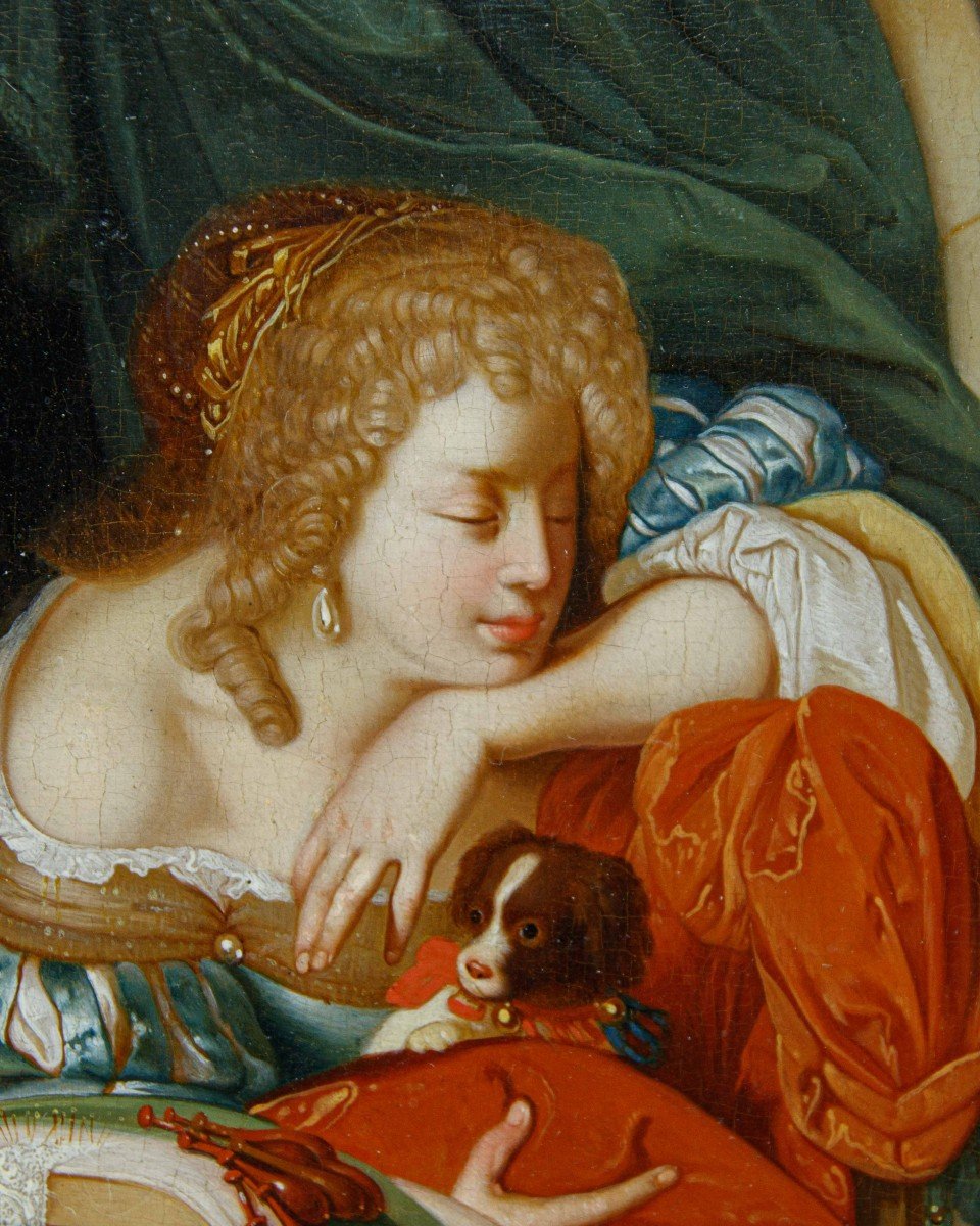 Matthijs Naiveu (leyde, 1647 - Amsterdam, 1726), Femme Avec Chien à La Fenêtre-photo-3