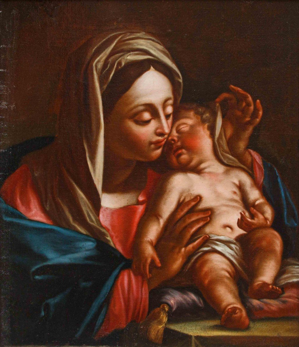 School Of Central Italy, 17th Century, Madonna And Child-photo-6