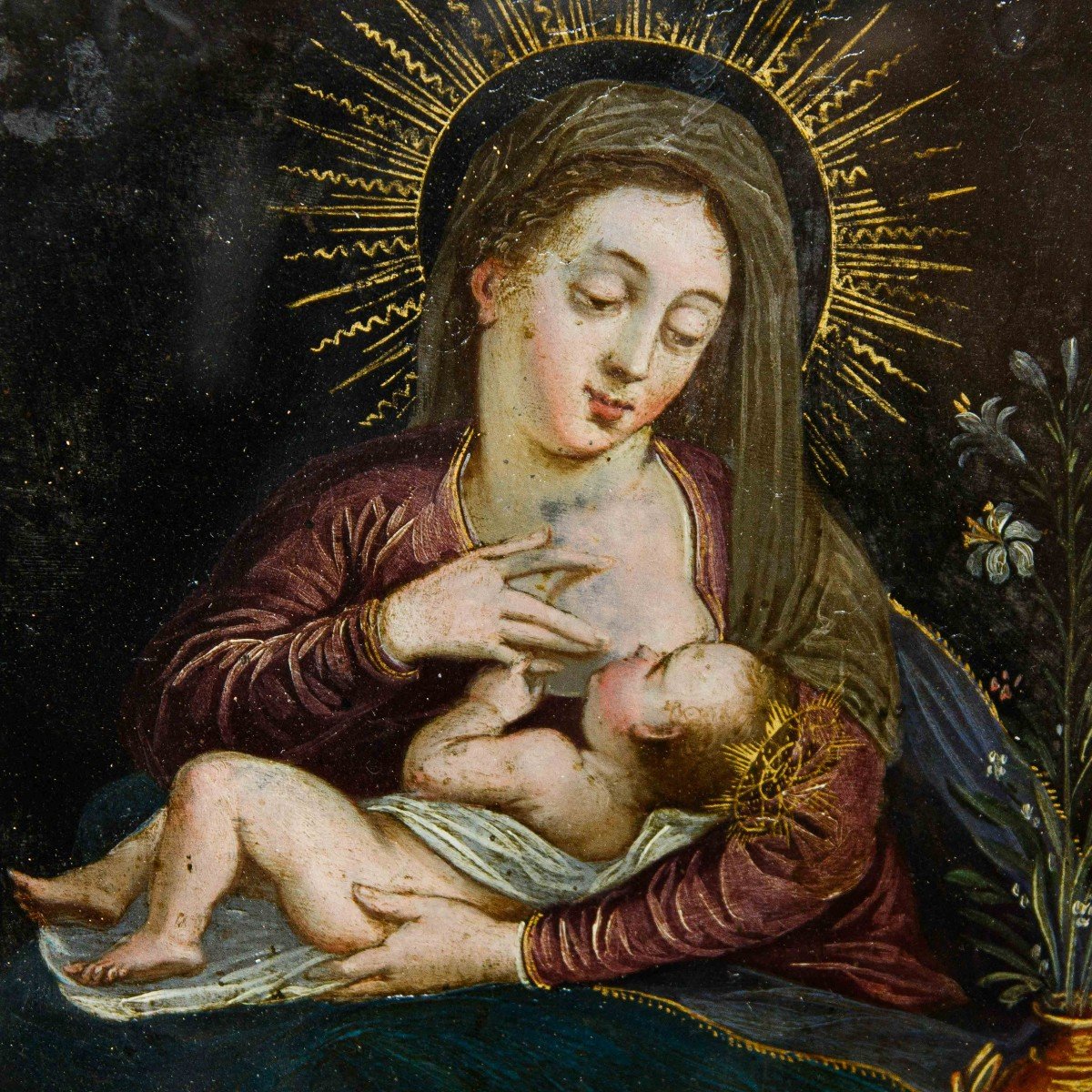 16th Century, Flemish School, Madonna Del Latte-photo-3