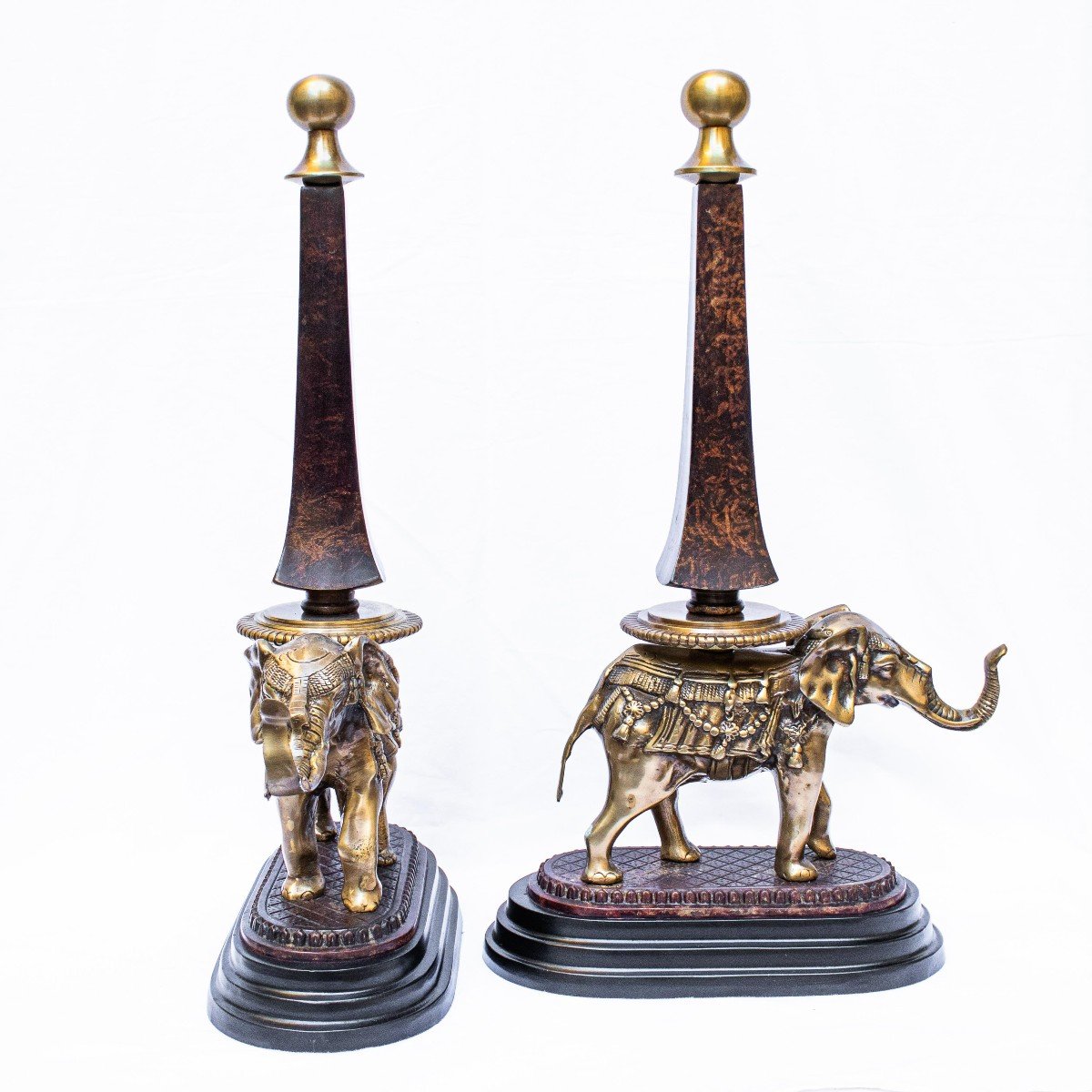 19th Century, Pair Of Obelisks With Elephants-photo-2