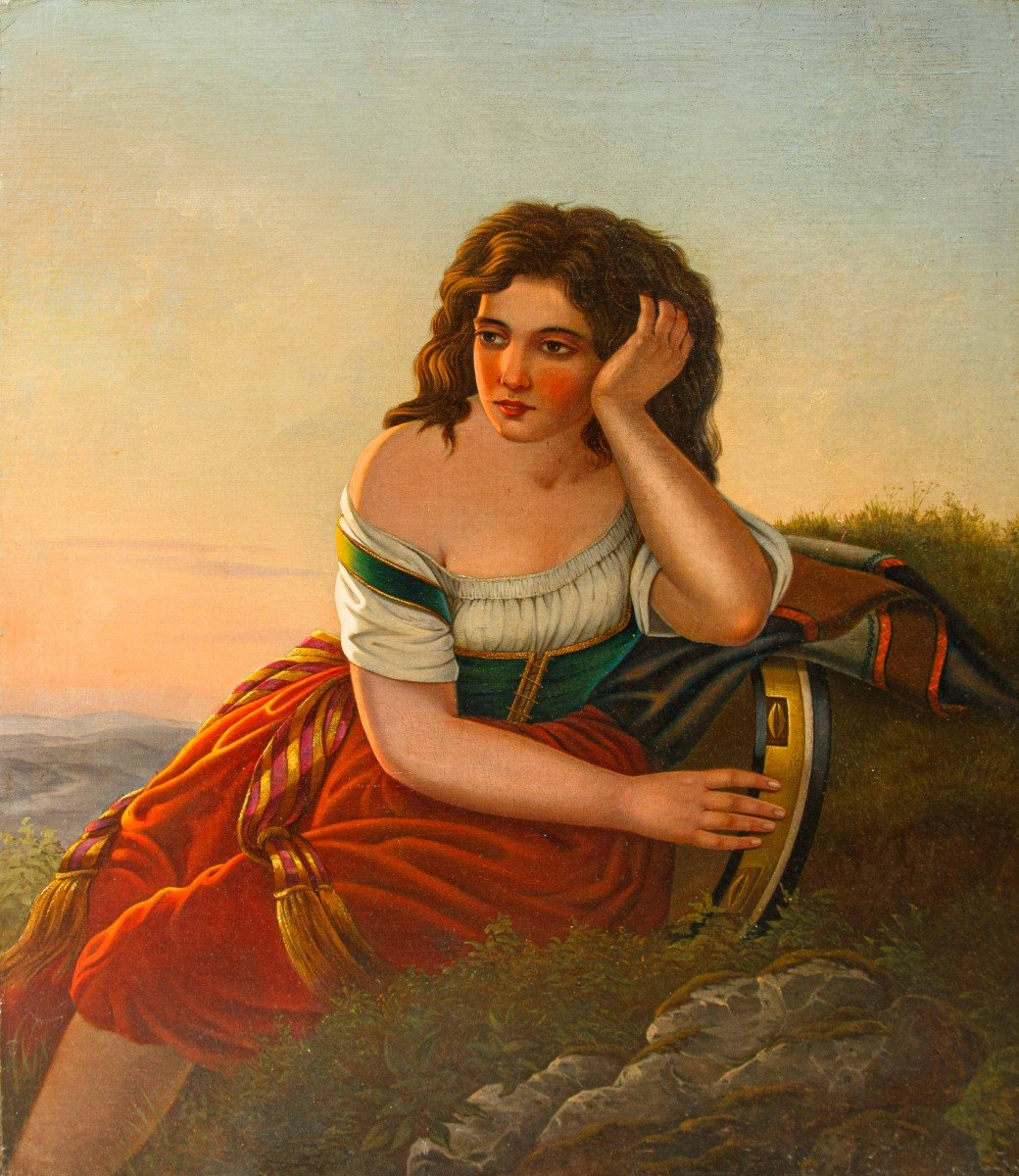 19th Century, Girl With Tamburello