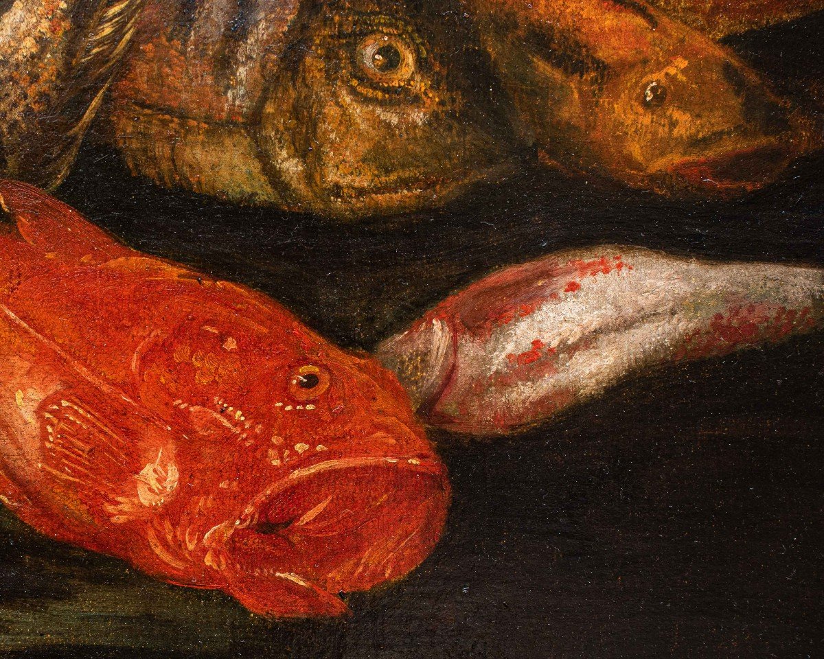 école Napolitaine, 17ème Siècle, Nature Morte Avec Des Poissons-photo-7