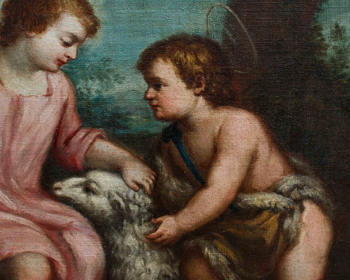 école Espagnole, 18ème Siècle, Saint Jean Avec L’enfant Jésus Et Les Anges-photo-4