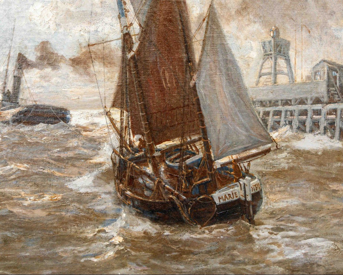 Erwin Carl Wilhelm Günther (1864 - 1927), Bateaux à Vapeur Et Voiliers Sur La Mer-photo-4