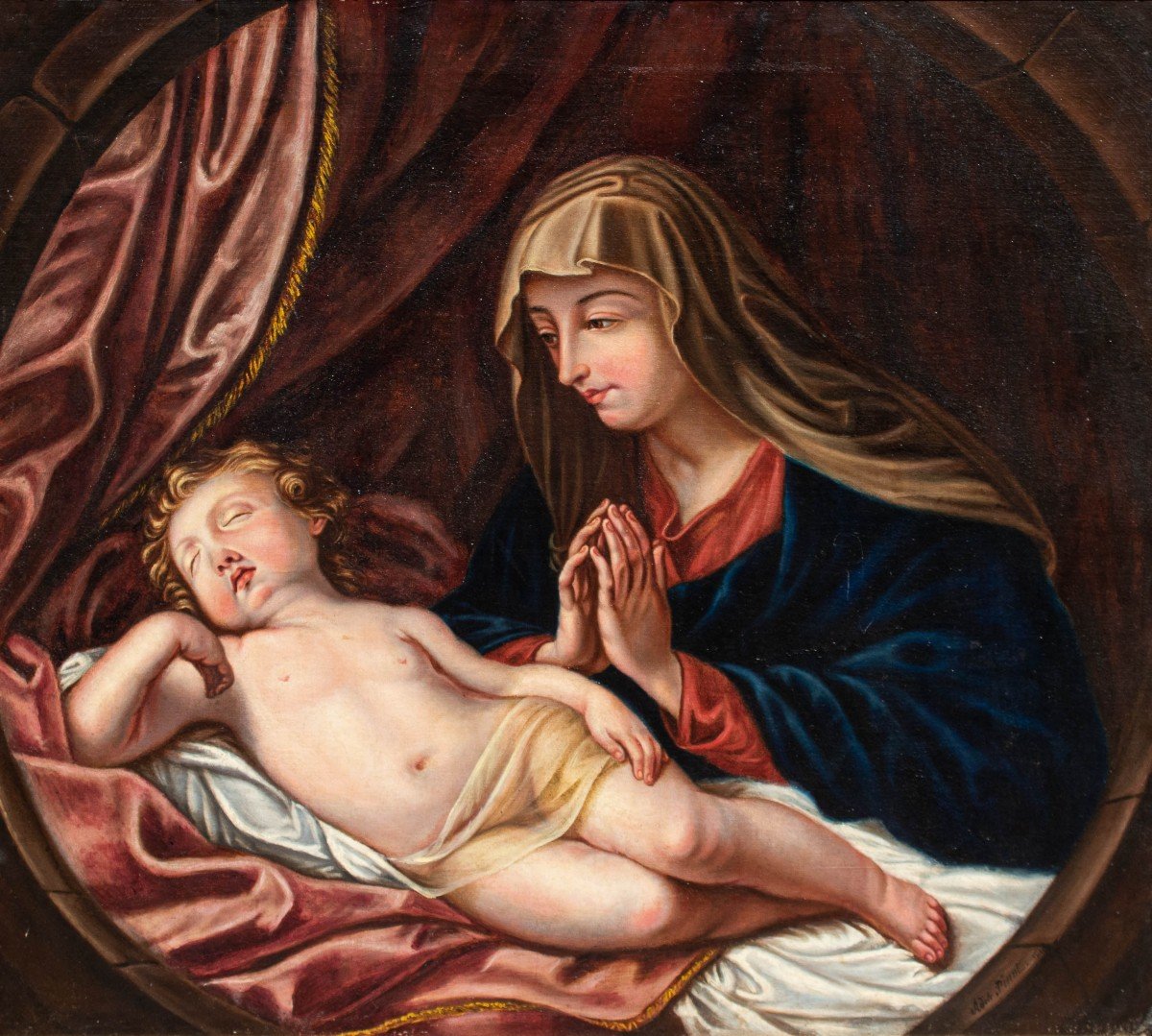 Adèle Pinot (1848), De Guido Reni, Notre-dame En Adoration De L’enfant Endormi-photo-2