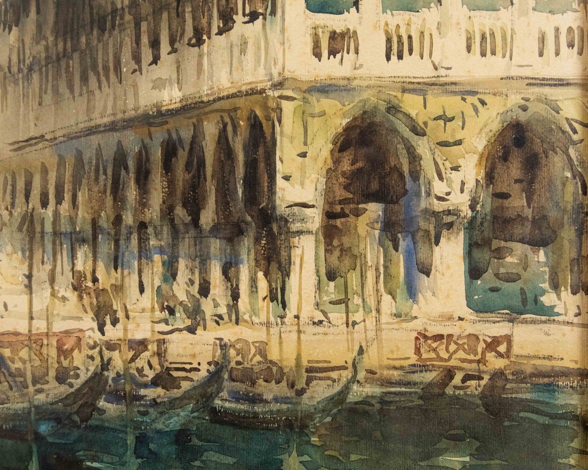 Peintre Italien, 20ème Siècle, Palais Des Doges Vers Riva Degli Schiavoni-photo-1