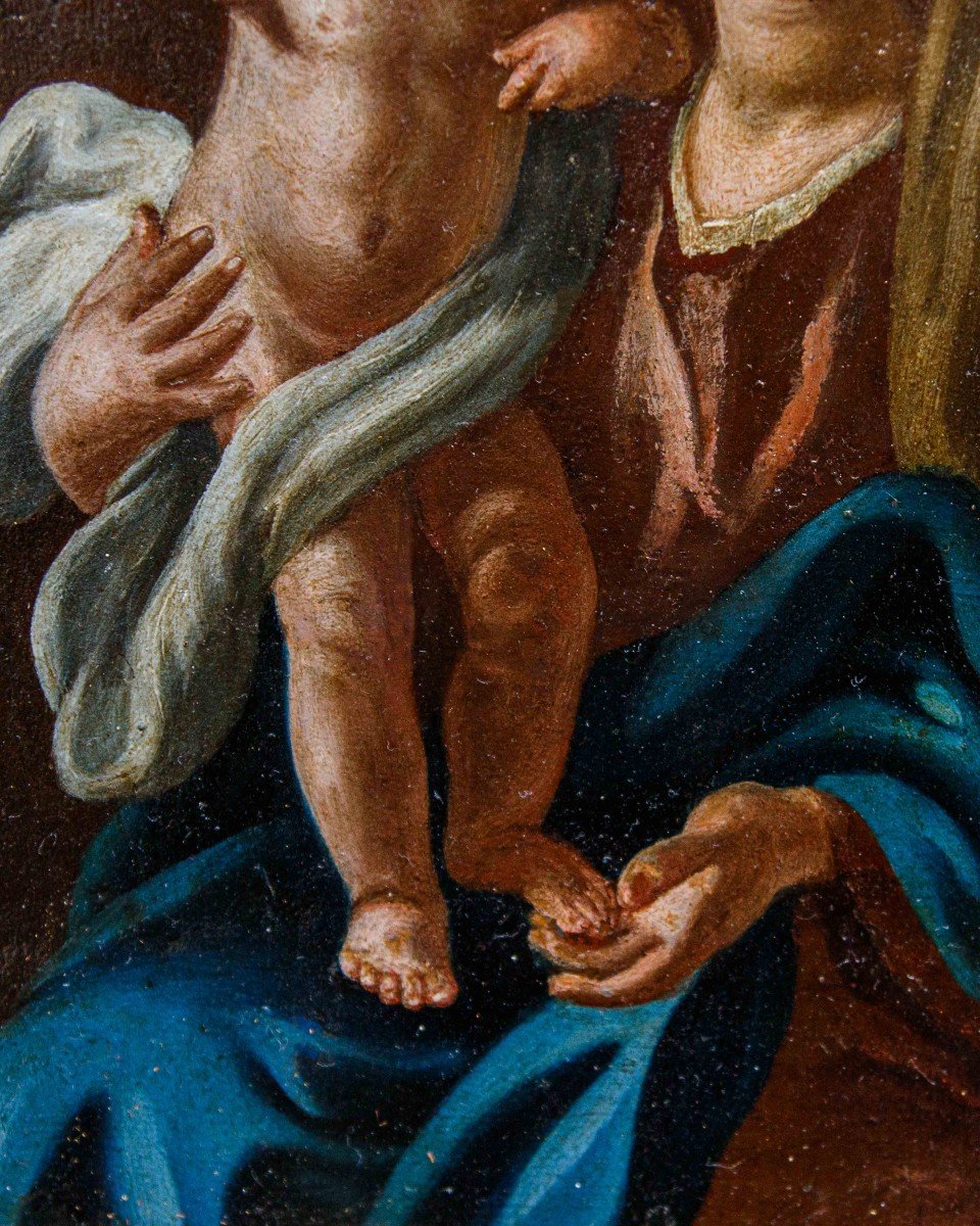 17ème Siècle, école Romaine-napolitaine, Madonna Avec Enfant-photo-1