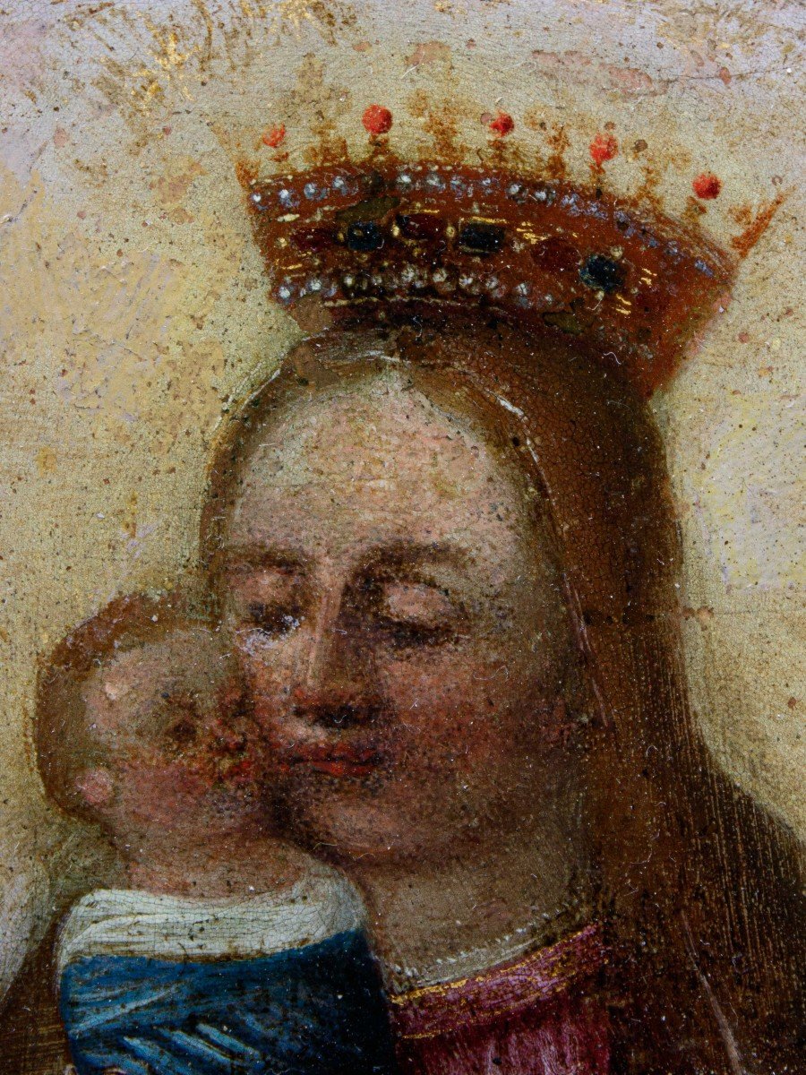 17ème Siècle,  Madonna Avec Enfant Dans Les Bandes-photo-2