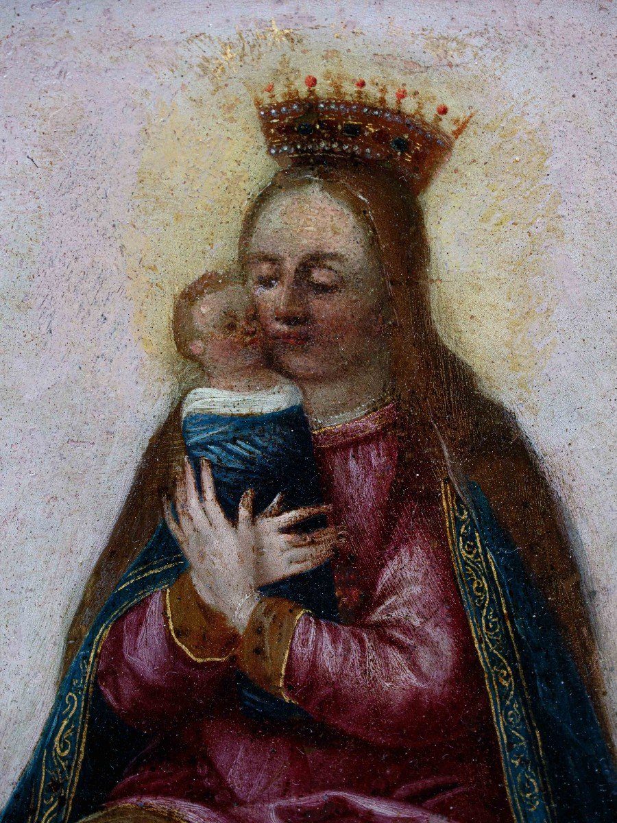 17ème Siècle,  Madonna Avec Enfant Dans Les Bandes-photo-1