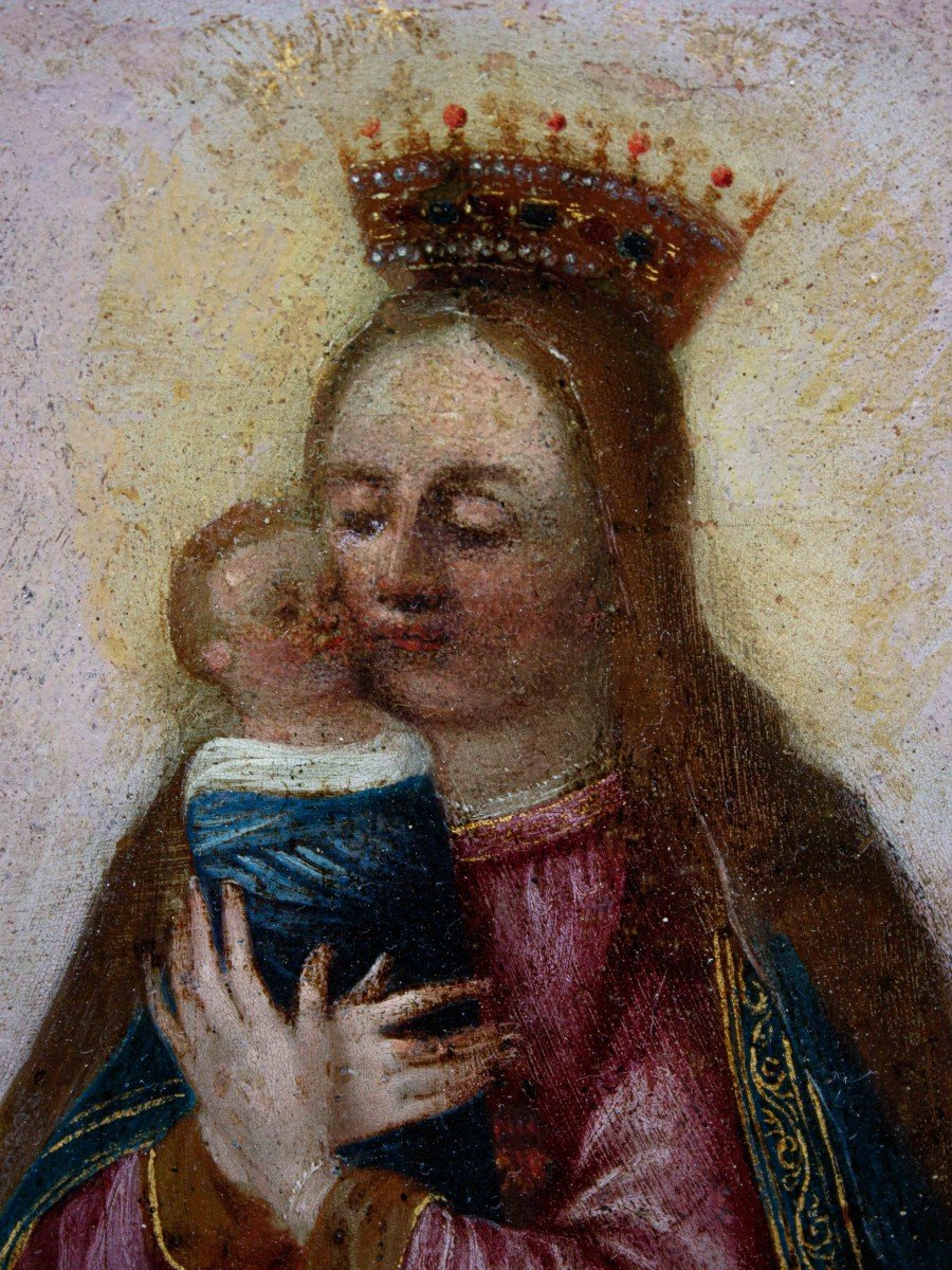 17ème Siècle,  Madonna Avec Enfant Dans Les Bandes-photo-2