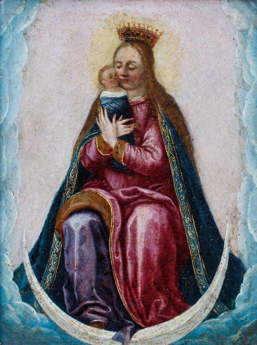 17th Century, Madonna With Child In Baby Clothes-photo-3