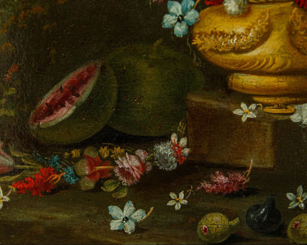 Giacomo Nani (1698 - 1755), Composition Avec Pot De Fleurs-photo-4