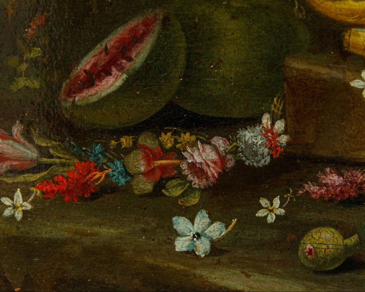 Giacomo Nani (1698 - 1755), Composition Avec Pot De Fleurs-photo-1