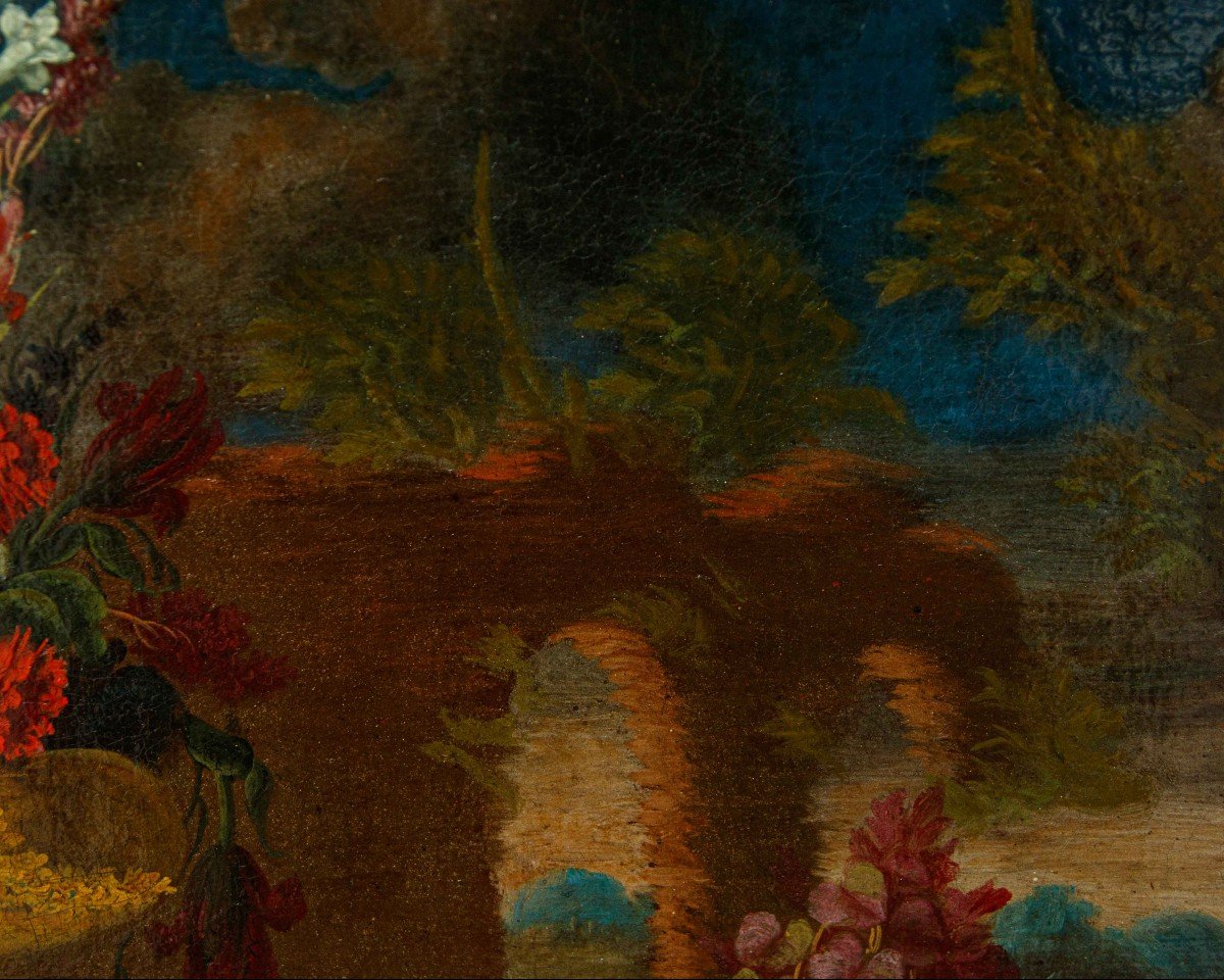 Giacomo Nani (1698 - 1755), Composition Avec Pot De Fleurs-photo-3