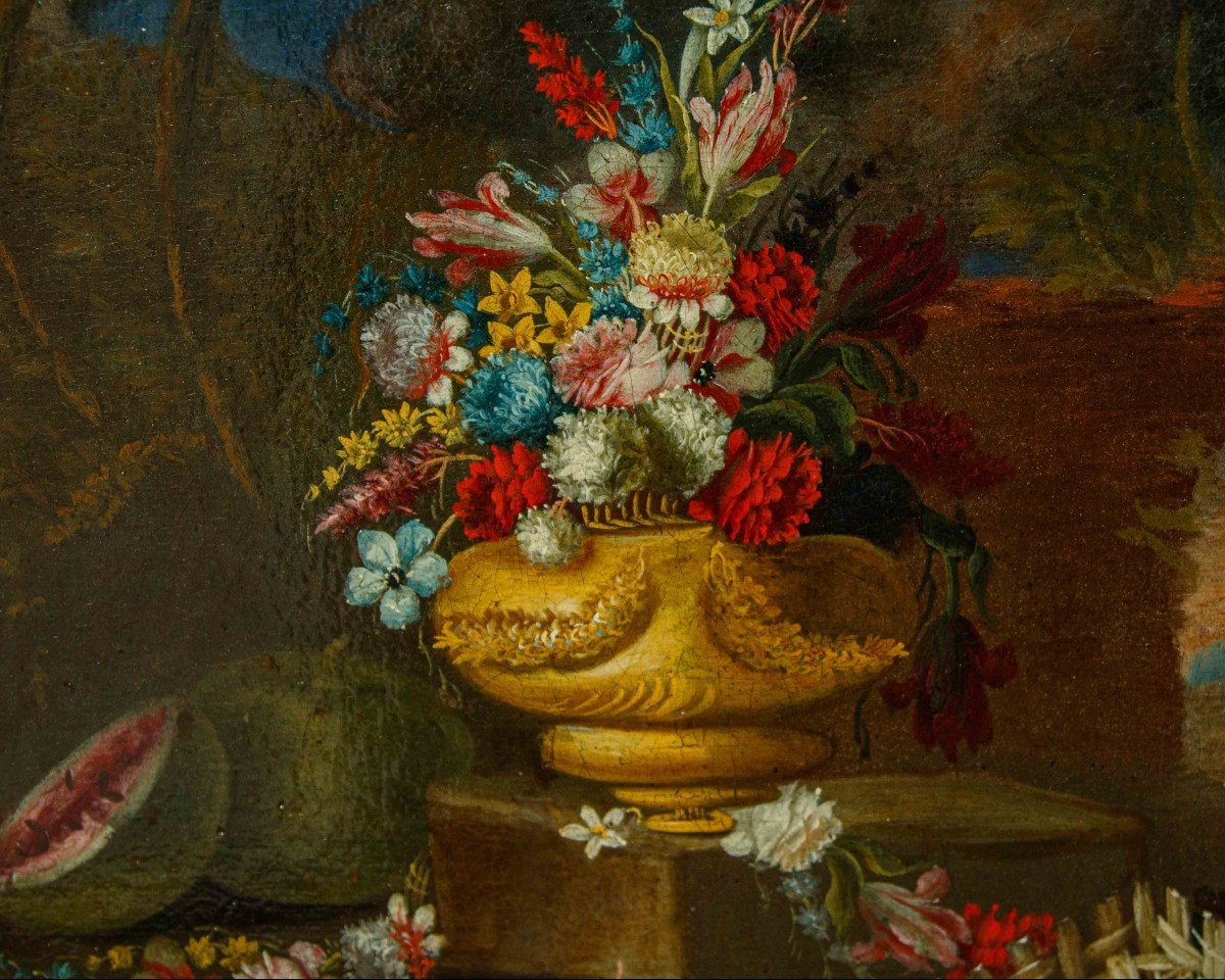 Giacomo Nani (1698 - 1755), Composition Avec Pot De Fleurs-photo-4