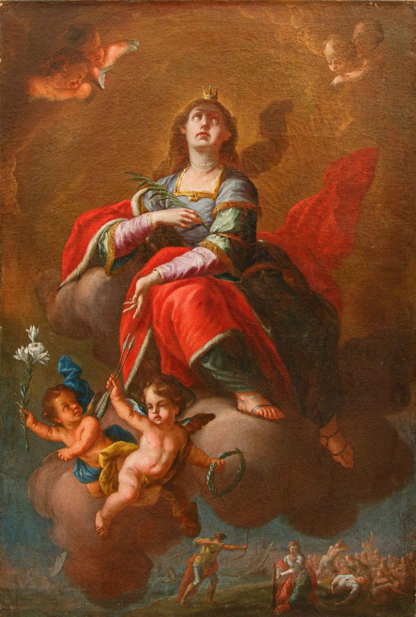 Martino Altomonte (naples, 1657 - Vienne, 1745), Attr. , Sainte Ursule Dans La Gloire