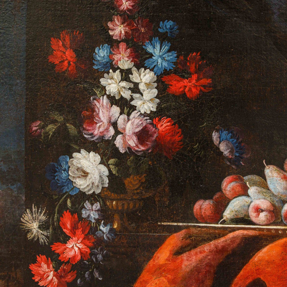 Still Life With Flowers, Fruit And Cat-photo-3