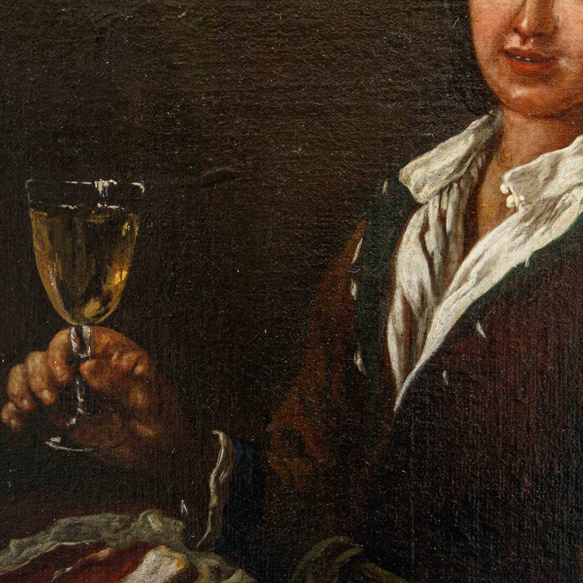 Antonio Amorosi (comunanza, 1660 - Rome 1738)  Portrait De Jeune Homme Avec Verre De Vin-photo-4