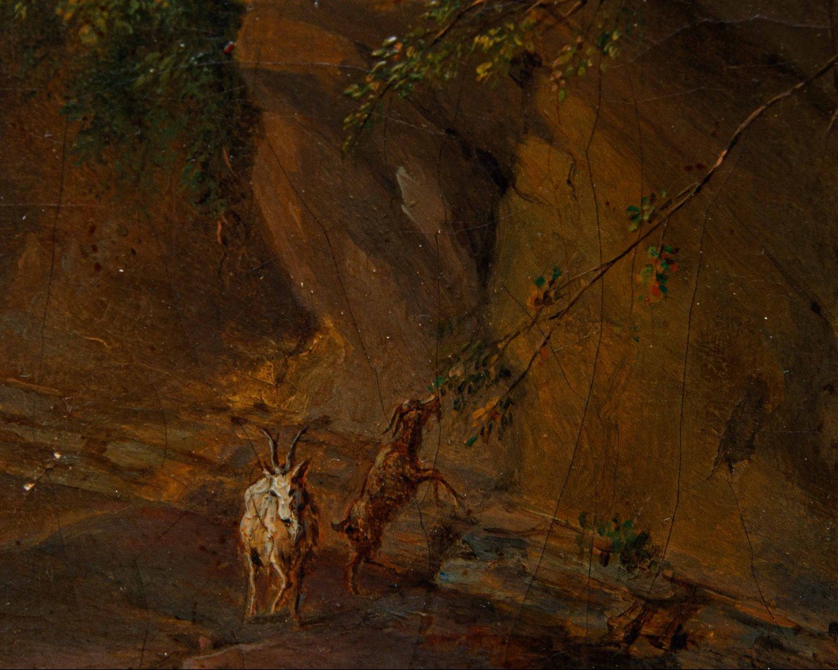 Pietro Della Valle (livorno, 1819 - Florence, 1880), Landscape With Shepherdess And Fisherman-photo-1