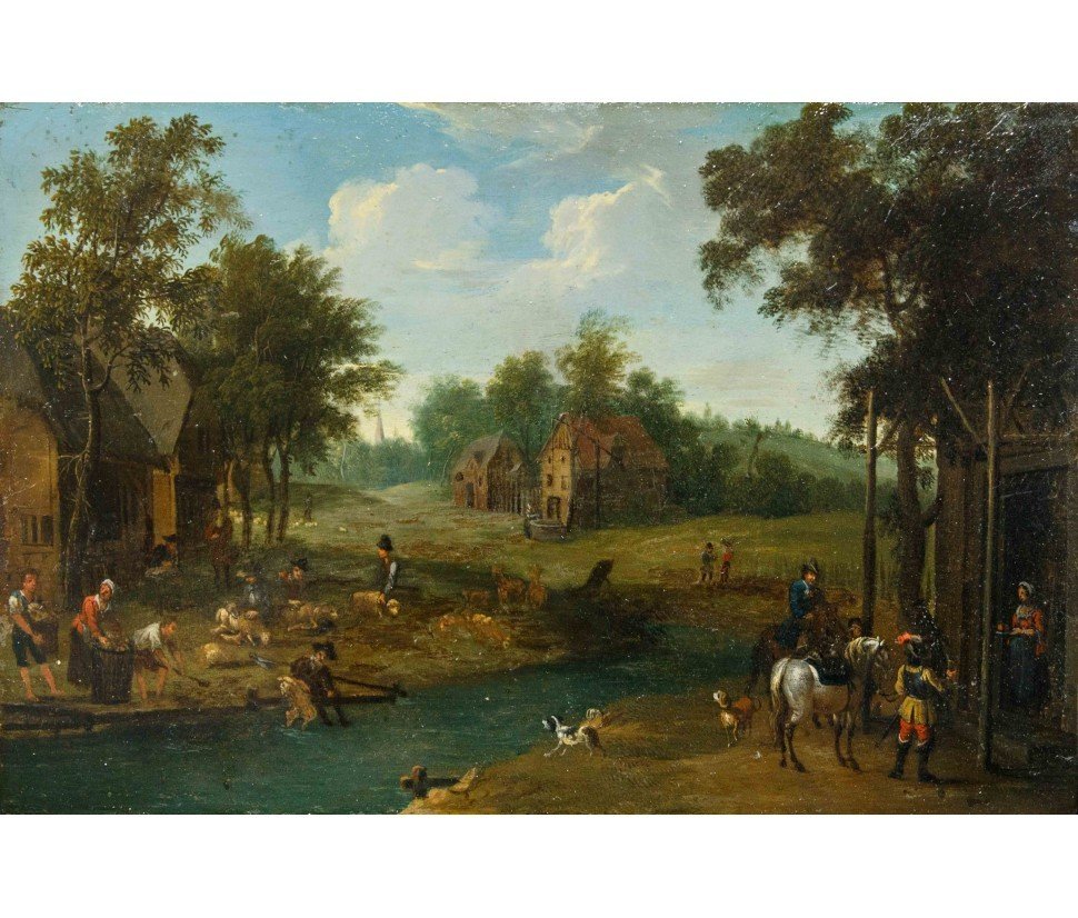 Circle By Adriaen Frans Boudewijns (brussels, 1644-1711), Landscape With Stream