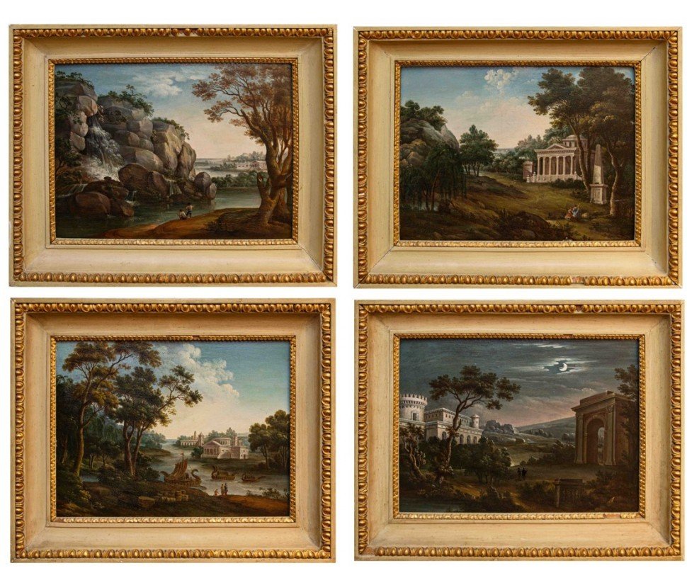 Neoclassical Painter, 19th Century, Four Landscapes-photo-2